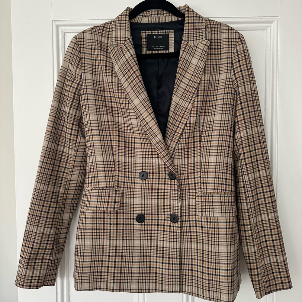 Bershka Regular Fit Plaid Blazer